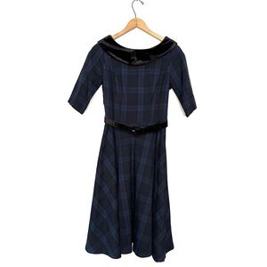 Hell Bunny Vixon | Blue Plaid 50’s Swing Dress